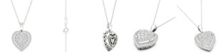 Macy's Diamond Heart Cluster Pendant Necklace (1/2 ct. t.w.) in Sterling Silver, 16" + 2" extender